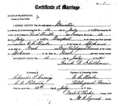 Handwritten Marriage Certificate